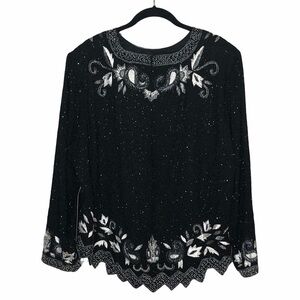 DRAPERS & DAMON’S Black and Silver Beaded Top